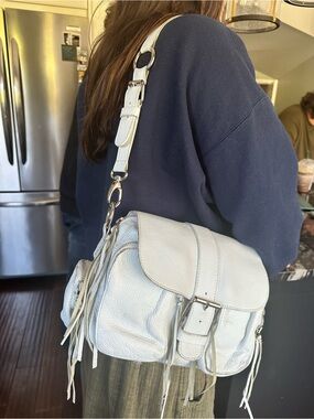 Roots Canada Emily Shoulder Bag , white pebbled leather